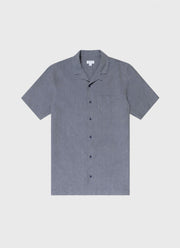 Men's Cotton Linen Shirt in Light Navy Melange