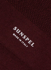 Men's Merino Wool Waffle Socks in Maroon