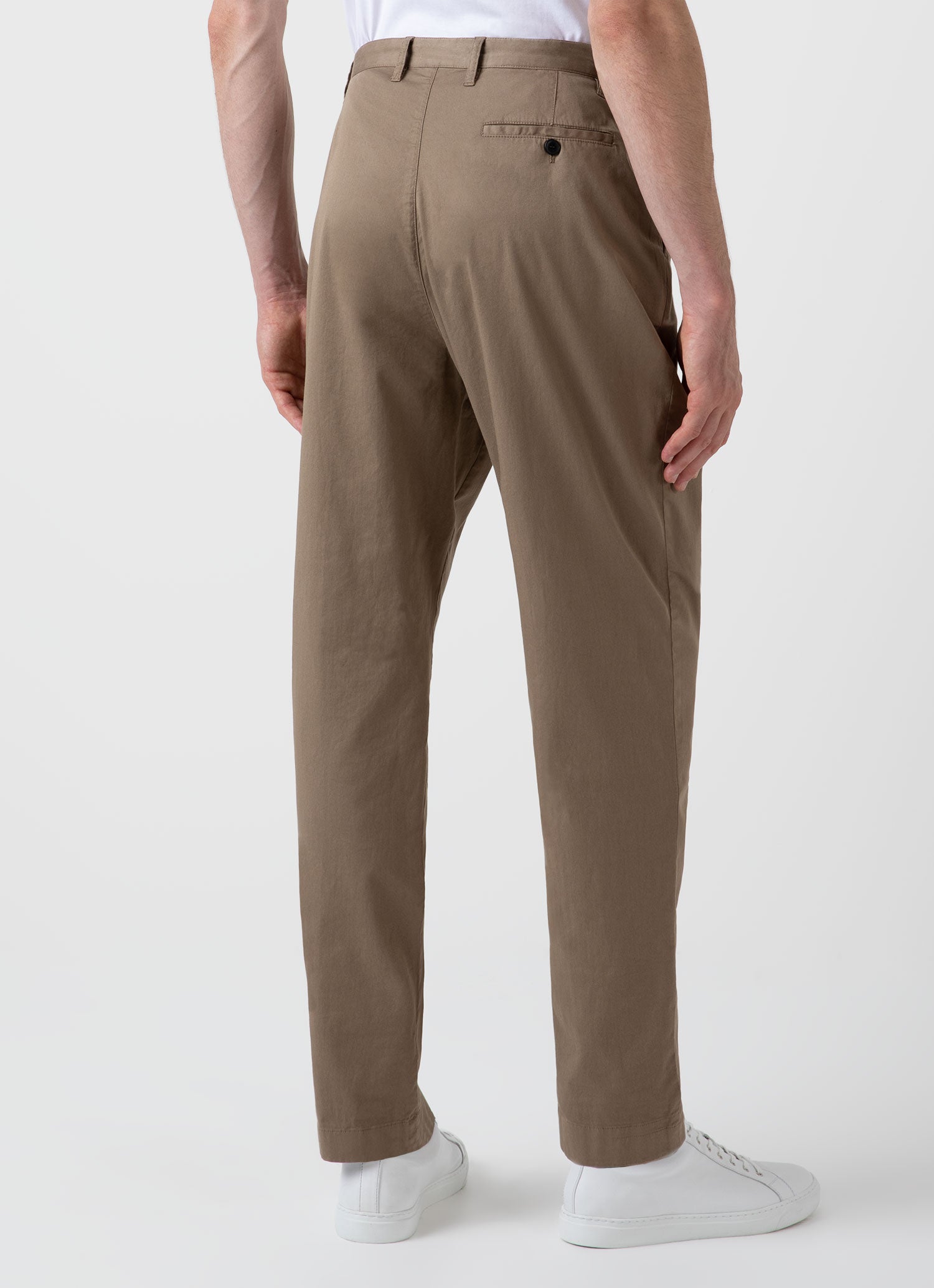 Stone Cotton Twill Trousers - Roderick Charles