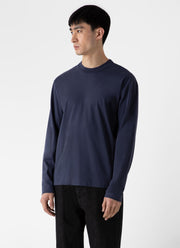 Men's Brushed Cotton Long Sleeve T-shirt in Navy