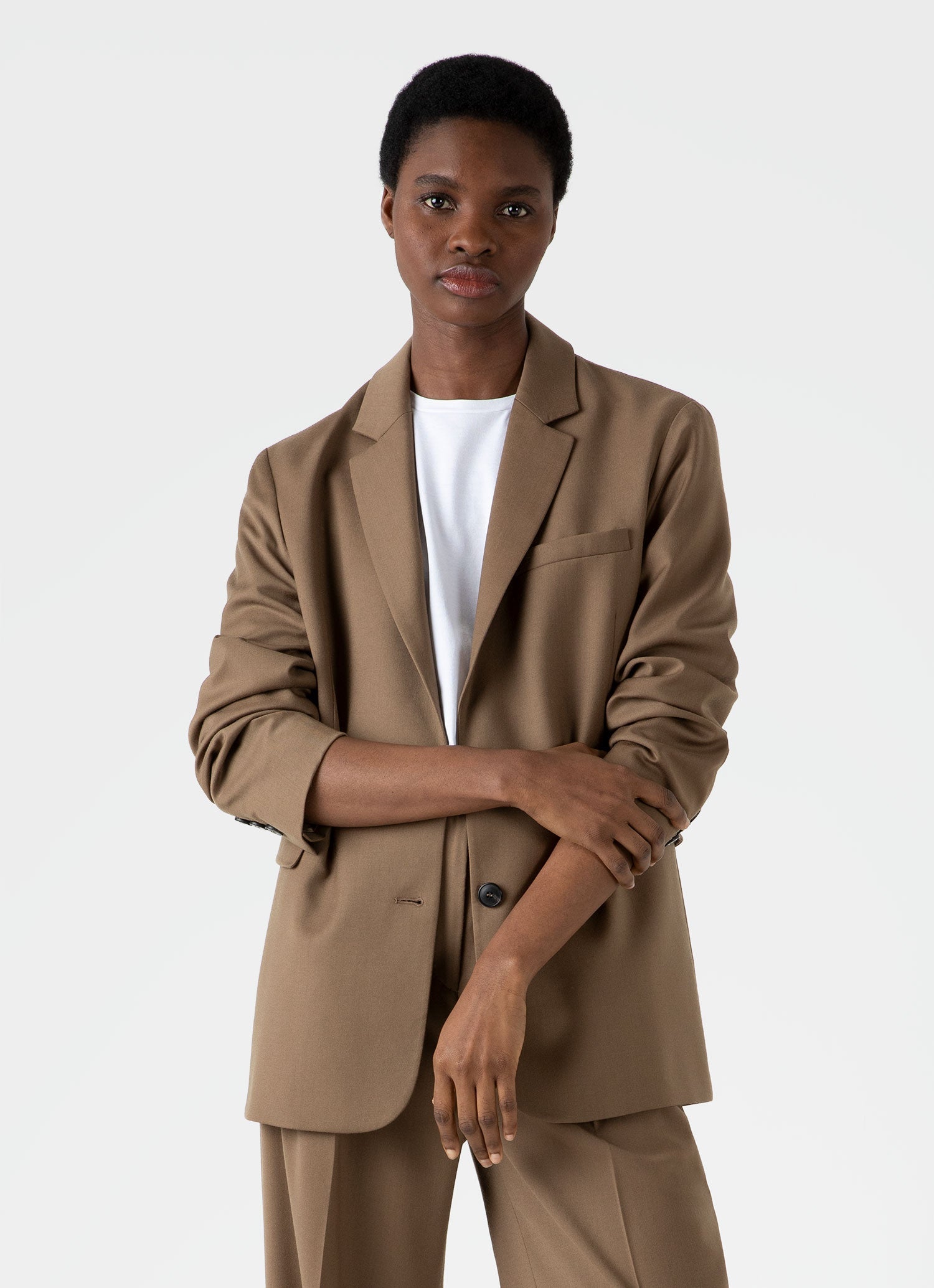 Oversized on sale blazer camel