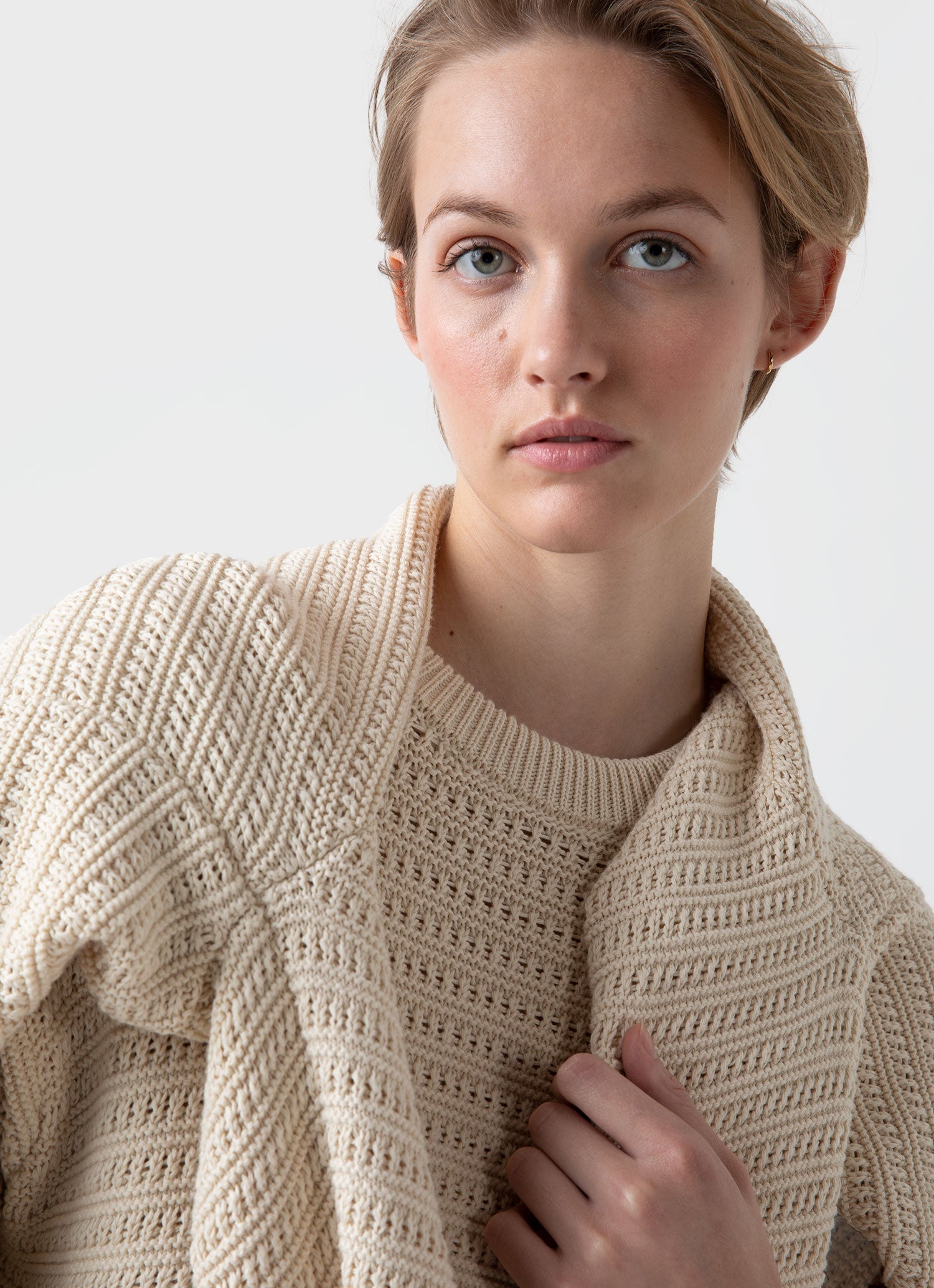 Women's Chunky Textured Jumper in Ecru