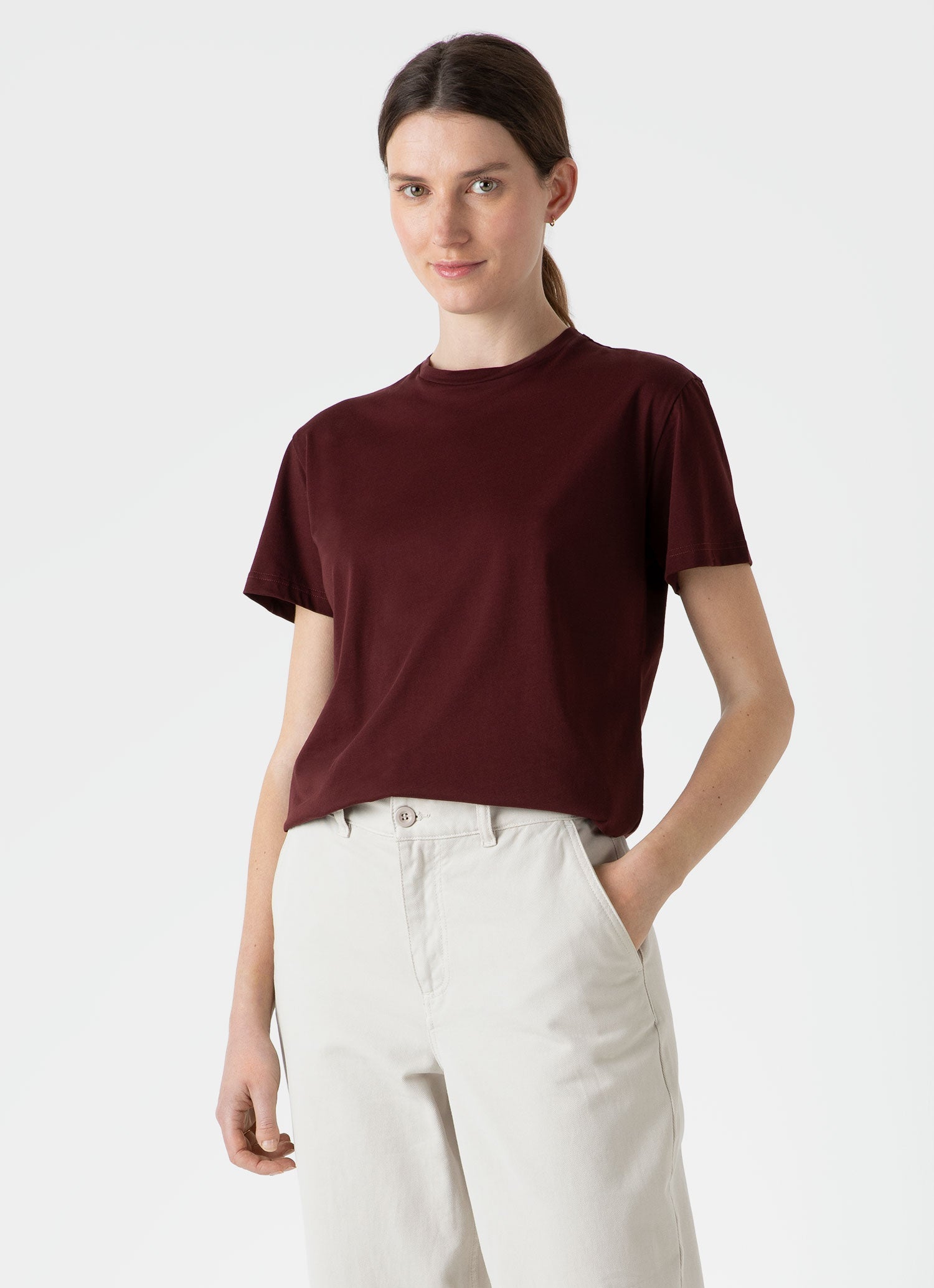 Women's Boy Fit T-shirt in Maroon